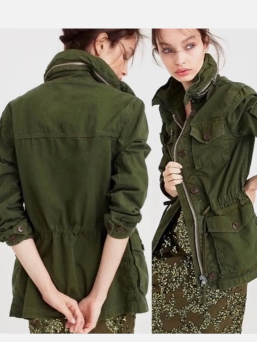 J. Crew Olive Green Field Military Drawstring Utility Jacket